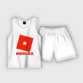 Детская пижама с шортами хлопок с принтом Roblox Logo ,  |  | logo | roblox | лого | логотип | надпись | роблокс