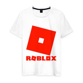 Мужская футболка хлопок с принтом Roblox Logo , 100% хлопок | прямой крой, круглый вырез горловины, длина до линии бедер, слегка спущенное плечо. | logo | roblox | лого | логотип | надпись | роблокс