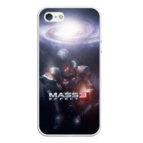 Чехол для iPhone 5/5S матовый с принтом MASS EFFECT 3 , Силикон | Область печати: задняя сторона чехла, без боковых панелей | amdromeda initiative | andromeda | game | gun | hemet | n7 | rifle | ryder | soldier | space | star | weapon