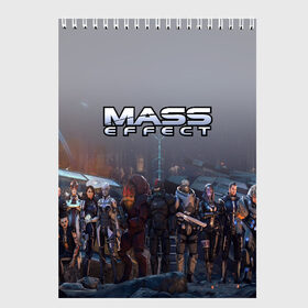 Скетчбук с принтом Mass Effect , 100% бумага
 | 48 листов, плотность листов — 100 г/м2, плотность картонной обложки — 250 г/м2. Листы скреплены сверху удобной пружинной спиралью | amdromeda initiative | andromeda | game | gun | hemet | n7 | rifle | ryder | soldier | space | star | weapon