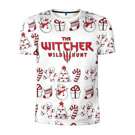 Мужская футболка 3D спортивная с принтом The Witcher Новогодний , 100% полиэстер с улучшенными характеристиками | приталенный силуэт, круглая горловина, широкие плечи, сужается к линии бедра | wild hunt | арбалет | ведьмак 3 | геральт | год | дикая | магия | новый | охота | снег | цири