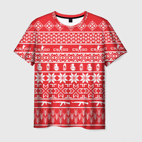 Мужская футболка 3D с принтом CS GO Новогодний , 100% полиэфир | прямой крой, круглый вырез горловины, длина до линии бедер | Тематика изображения на принте: 2019 | cs go. | костюм на новый год | кс | кс го | новый год