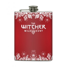 Фляга с принтом The Witcher Новогодний , металлический корпус | емкость 0,22 л, размер 125 х 94 мм. Виниловая наклейка запечатывается полностью | 