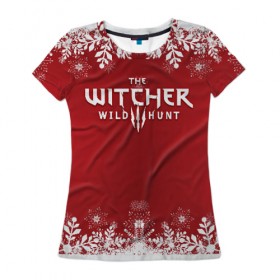 Женская футболка 3D с принтом The Witcher Новогодний , 100% полиэфир ( синтетическое хлопкоподобное полотно) | прямой крой, круглый вырез горловины, длина до линии бедер | 