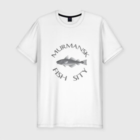 Мужская футболка хлопок Slim с принтом Мурманск , 92% хлопок, 8% лайкра | приталенный силуэт, круглый вырез ворота, длина до линии бедра, короткий рукав | Тематика изображения на принте: мурмаск
