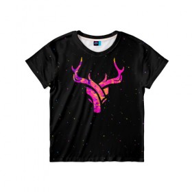 Детская футболка 3D с принтом Deer , 100% гипоаллергенный полиэфир | прямой крой, круглый вырез горловины, длина до линии бедер, чуть спущенное плечо, ткань немного тянется | deer | minimalism | минимализм | олень