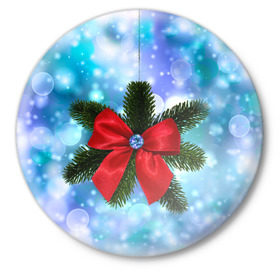 Значок с принтом Новогодний бантик ,  металл | круглая форма, металлическая застежка в виде булавки | Тематика изображения на принте: christmas | cookie | gift | gingerbread | new | present | snow | snowflakes | three | xmas | year | год | ёлка | ель | новый | подарок | пряник | рождество | снег | снежинки | сюрприз
