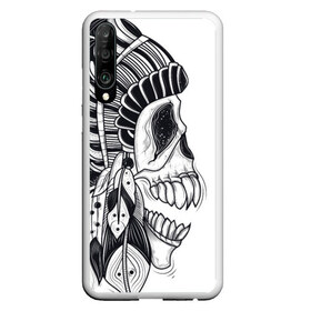 Чехол для Honor P30 с принтом Индейский демон , Силикон | Область печати: задняя сторона чехла, без боковых панелей | indian | skeleton | skull | демон | индеец | перья | скелет | череп