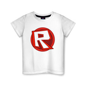 Детская футболка хлопок с принтом Roblox , 100% хлопок | круглый вырез горловины, полуприлегающий силуэт, длина до линии бедер | Тематика изображения на принте: minecraft | roblox | игра | копатель | майнкрафт | роблокс