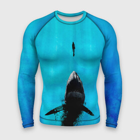 Мужской рашгард 3D с принтом Акула на охоте ,  |  | акула | женщина | море | охота | рыба | хищник
