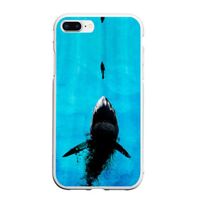 Чехол для iPhone 7Plus/8 Plus матовый с принтом Акула на охоте , Силикон | Область печати: задняя сторона чехла, без боковых панелей | акула | женщина | море | охота | рыба | хищник