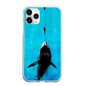 Чехол для iPhone 11 Pro Max матовый с принтом Акула на охоте , Силикон |  | акула | женщина | море | охота | рыба | хищник