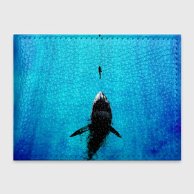 Обложка для студенческого билета с принтом Акула на охоте , натуральная кожа | Размер: 11*8 см; Печать на всей внешней стороне | Тематика изображения на принте: акула | женщина | море | охота | рыба | хищник