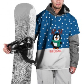 Накидка на куртку 3D с принтом Праздничный пингвинчик , 100% полиэстер |  | christmas | deer | new | pinguin | snow | snowflakes | winter | xmas | year | год | зима | новый | олень | пингвин | рождество | снег | снежинки