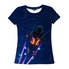 Женская футболка 3D с принтом Fortnite Dark Voyager , 100% полиэфир ( синтетическое хлопкоподобное полотно) | прямой крой, круглый вырез горловины, длина до линии бедер | 
