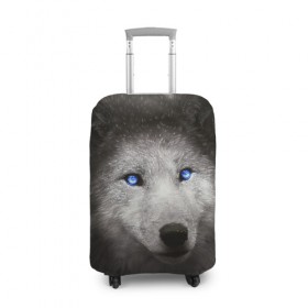 Чехол для чемодана 3D с принтом Голубоглазый волк , 86% полиэфир, 14% спандекс | двустороннее нанесение принта, прорези для ручек и колес | волк | глаза | охотник | серый | хищник