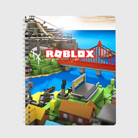 Тетрадь с принтом ROBLOX , 100% бумага | 48 листов, плотность листов — 60 г/м2, плотность картонной обложки — 250 г/м2. Листы скреплены сбоку удобной пружинной спиралью. Уголки страниц и обложки скругленные. Цвет линий — светло-серый
 | Тематика изображения на принте: block | lego | logo | minecraft | online | oof | quest | roblocks | roblockx | roblox | studio | блок | блоки | голова | игра | игры | квест | лего | лицо | лого | логотип | майнкрафт | онлайн | роблокс | символ | студия