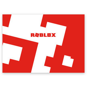 Поздравительная открытка с принтом ROBLOX Red , 100% бумага | плотность бумаги 280 г/м2, матовая, на обратной стороне линовка и место для марки
 | block | lego | logo | minecraft | online | oof | quest | roblocks | roblockx | roblox | studio | блок | блоки | голова | игра | игры | квест | лего | лицо | лого | логотип | майнкрафт | онлайн | роблокс | символ | студия