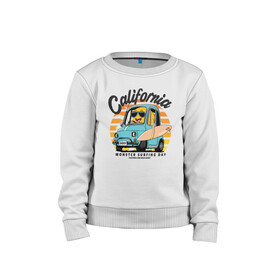 Детский свитшот хлопок с принтом Калифорния , 100% хлопок | круглый вырез горловины, эластичные манжеты, пояс и воротник | california | surfing | авто | калифорния | лето | монстр | серфинг