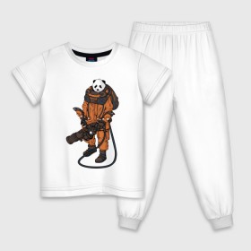 Детская пижама хлопок с принтом Панда Космонавт , 100% хлопок |  брюки и футболка прямого кроя, без карманов, на брюках мягкая резинка на поясе и по низу штанин
 | астронавт | космонавт | космос | панда | панды