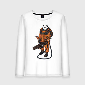 Женский лонгслив хлопок с принтом Панда Космонавт , 100% хлопок |  | астронавт | космонавт | космос | панда | панды