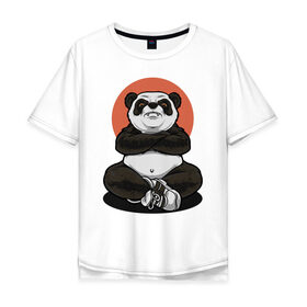 Мужская футболка хлопок Oversize с принтом Злая панда , 100% хлопок | свободный крой, круглый ворот, “спинка” длиннее передней части | 
