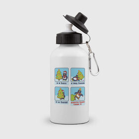 Бутылка спортивная с принтом Новогодний Пингвин , металл | емкость — 500 мл, в комплекте две пластиковые крышки и карабин для крепления | 