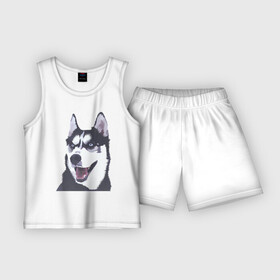 Детская пижама с шортами хлопок с принтом Хаски ,  |  | dog | haski | собака | собаки | хаски | хаски бандит