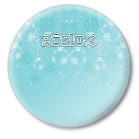Значок с принтом Roblox Новогодний ,  металл | круглая форма, металлическая застежка в виде булавки | Тематика изображения на принте: dynablocks | roblox | блоки | вселенная | герои | год | кубики | новый | роблокс | снег | снежинки | узор