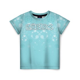 Детская футболка 3D с принтом Roblox Новогодний , 100% гипоаллергенный полиэфир | прямой крой, круглый вырез горловины, длина до линии бедер, чуть спущенное плечо, ткань немного тянется | dynablocks | roblox | блоки | вселенная | герои | год | кубики | новый | роблокс | снег | снежинки | узор