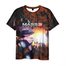 Мужская футболка 3D с принтом MASS EFFECT , 100% полиэфир | прямой крой, круглый вырез горловины, длина до линии бедер | amdromeda initiative | andromeda | game | gun | hemet | n7 | rifle | ryder | soldier | space | star | weapon