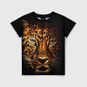 Детская футболка 3D с принтом Ягуар , 100% гипоаллергенный полиэфир | прямой крой, круглый вырез горловины, длина до линии бедер, чуть спущенное плечо, ткань немного тянется | гепард | кошка | леопард | охотник | тигр | хищник | ягуар