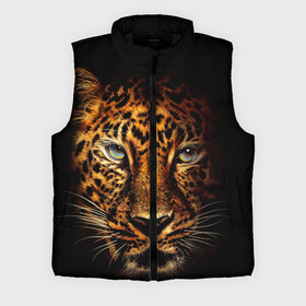 Мужской жилет утепленный 3D с принтом Ягуар ,  |  | гепард | кошка | леопард | охотник | тигр | хищник | ягуар