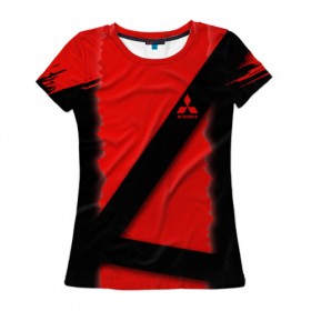 Женская футболка 3D с принтом Mitsubishi brend: Seat Belt , 100% полиэфир ( синтетическое хлопкоподобное полотно) | прямой крой, круглый вырез горловины, длина до линии бедер | 