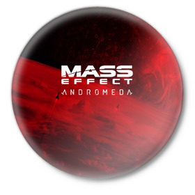 Значок с принтом mass effect andromeda ,  металл | круглая форма, металлическая застежка в виде булавки | 
