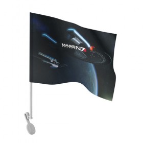 Флаг для автомобиля с принтом MASS EFFECT N7 , 100% полиэстер | Размер: 30*21 см | amdromeda initiative | andromeda | game | gun | hemet | n7 | rifle | ryder | soldier | space | star | weapon