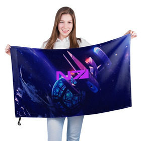 Флаг 3D с принтом Mass Effect N7 , 100% полиэстер | плотность ткани — 95 г/м2, размер — 67 х 109 см. Принт наносится с одной стороны | 