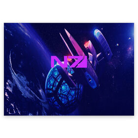 Поздравительная открытка с принтом Mass Effect N7 , 100% бумага | плотность бумаги 280 г/м2, матовая, на обратной стороне линовка и место для марки
 | Тематика изображения на принте: 