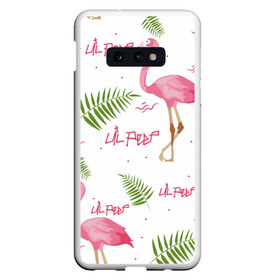 Чехол для Samsung S10E с принтом Lil Peep pink flamingo , Силикон | Область печати: задняя сторона чехла, без боковых панелей | Тематика изображения на принте: benz truck | girls. pink | gustav hr | hip hop | lil | lil peep | peep | rap | лил | лилпип | листья | пальма | пальмы | пип | розовый | рэп | фламинго | хип хоп | эмо | эмо реп