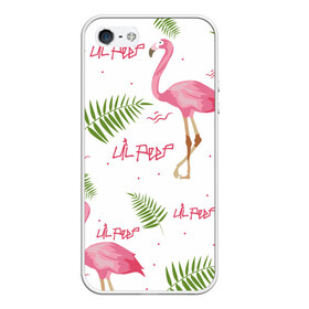 Чехол для iPhone 5/5S матовый с принтом Lil Peep pink flamingo , Силикон | Область печати: задняя сторона чехла, без боковых панелей | benz truck | girls. pink | gustav hr | hip hop | lil | lil peep | peep | rap | лил | лилпип | листья | пальма | пальмы | пип | розовый | рэп | фламинго | хип хоп | эмо | эмо реп