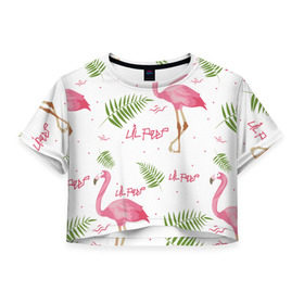 Женская футболка 3D укороченная с принтом Lil Peep pink flamingo , 100% полиэстер | круглая горловина, длина футболки до линии талии, рукава с отворотами | benz truck | girls. pink | gustav hr | hip hop | lil | lil peep | peep | rap | лил | лилпип | листья | пальма | пальмы | пип | розовый | рэп | фламинго | хип хоп | эмо | эмо реп