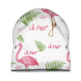 Шапка 3D с принтом Lil Peep pink flamingo , 100% полиэстер | универсальный размер, печать по всей поверхности изделия | benz truck | girls. pink | gustav hr | hip hop | lil | lil peep | peep | rap | лил | лилпип | листья | пальма | пальмы | пип | розовый | рэп | фламинго | хип хоп | эмо | эмо реп