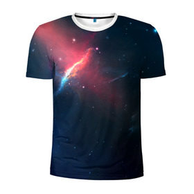 Мужская футболка 3D спортивная с принтом Космическое сияние , 100% полиэстер с улучшенными характеристиками | приталенный силуэт, круглая горловина, широкие плечи, сужается к линии бедра | Тематика изображения на принте: galaxy | nebula | space | star | абстракция | вселенная | галактика | звезда | звезды | космический | планеты