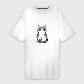 Платье-футболка хлопок с принтом I Dont Give A Meow ,  |  | Тематика изображения на принте: дерзкий | дикий | кот | котенок | котик | котэ | кошечка | лапочка | милашка | милота | милый | мимими | мяу | полосатый