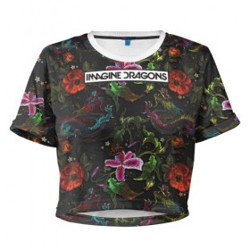 Женская футболка Cropp-top с принтом Imagine Dragons Ink , 100% полиэстер | круглая горловина, длина футболки до линии талии, рукава с отворотами | Тематика изображения на принте: imagine dragons | imagine dragons origins | имэджн драгонз | рок
