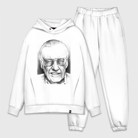 Мужской костюм хлопок OVERSIZE с принтом Стен Ли ,  |  | stan | stan lee | автор | знаменитость. личность | комиксы | легенда | лицо | очки | писатель | портрет | редактор | стен | стен ли | художник