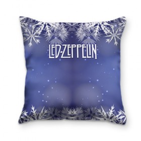 Подушка 3D с принтом Новогодний Led Zeppelin , наволочка – 100% полиэстер, наполнитель – холлофайбер (легкий наполнитель, не вызывает аллергию). | состоит из подушки и наволочки. Наволочка на молнии, легко снимается для стирки | 