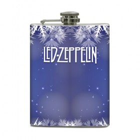 Фляга с принтом Новогодний Led Zeppelin , металлический корпус | емкость 0,22 л, размер 125 х 94 мм. Виниловая наклейка запечатывается полностью | Тематика изображения на принте: 