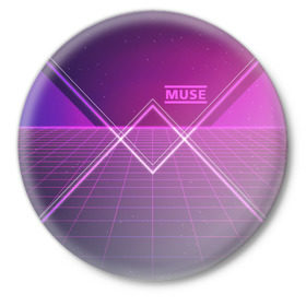 Значок с принтом Muse: Simulation Theory ,  металл | круглая форма, металлическая застежка в виде булавки | alternative | music | retro | rock | simulation | theory | альбом | альтернатива | альтернативная | беллами | музыка | мьюз | мэтью | ретро | рок