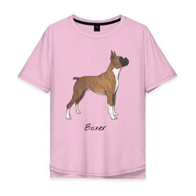 Мужская футболка хлопок Oversize с принтом Немецкий Боксер , 100% хлопок | свободный крой, круглый ворот, “спинка” длиннее передней части | boxer | dog | боксёр | собака | собака боксер | собаки